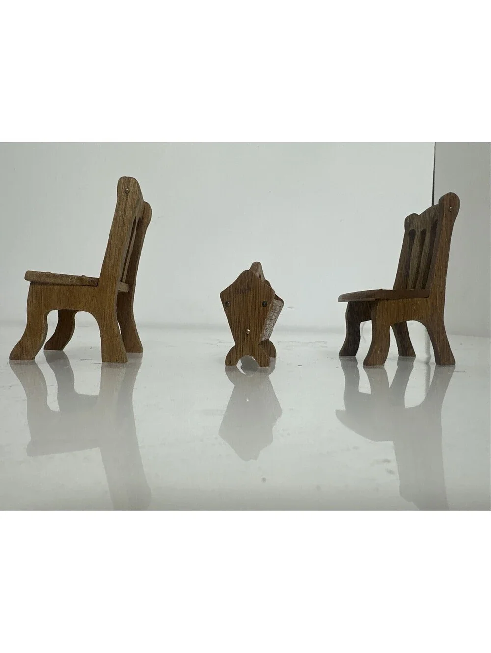 Vintage Shackman Japan Wood Dollhouse Furniture Chairs Cradle Miniature 1:6 MCM